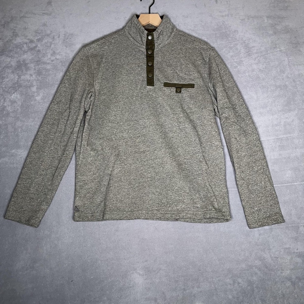 UNTUCKit Parkson Pullover Mens Medium Gray Heathered Mock Neck Snap 41232
